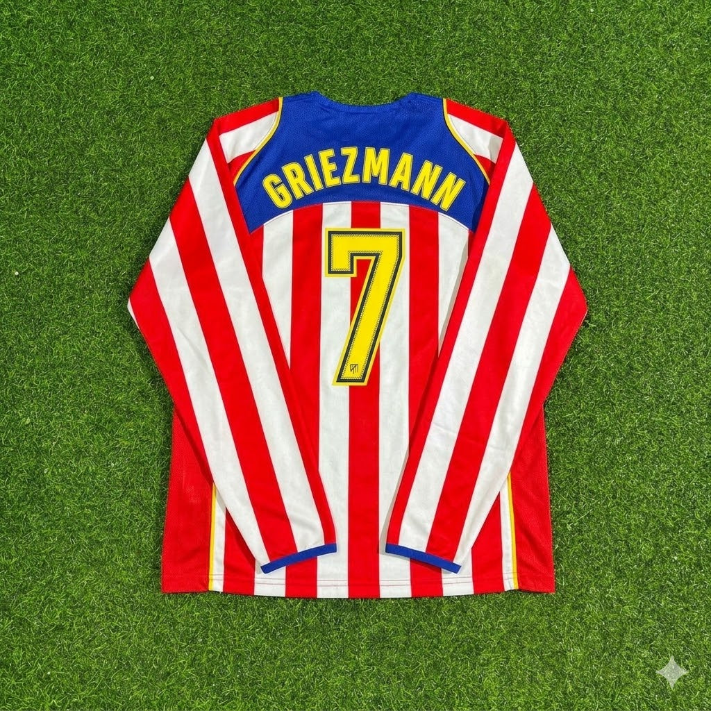 Antoine Griezmann #7 Atlético Madrid Spider-Man Langarm-Retro-Fußballtrikot