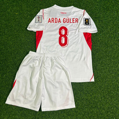 Arda Güler #8 Türkei Türkiye WM 2026 Auswärts Weiß Kinder Trikot