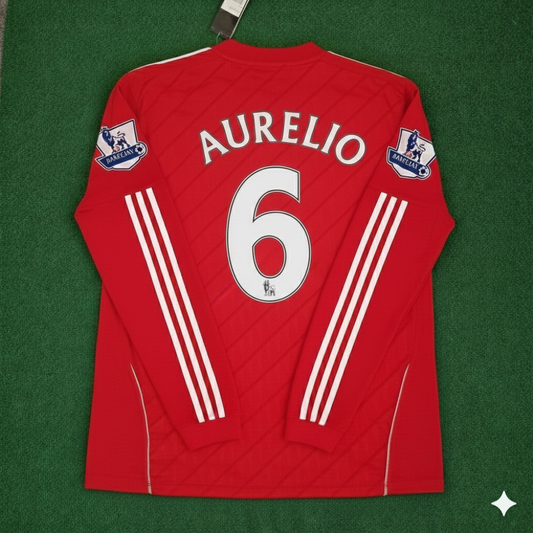 Liverpool 2010/12 Long Sleeve Red Retro Jersey – Fabio Aurelio