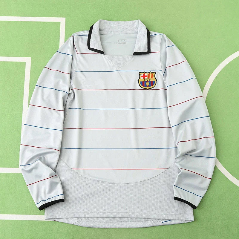 FC Barcelona 03/04 Season Grey Away Retro Jersey Trikot Soccer Shirt