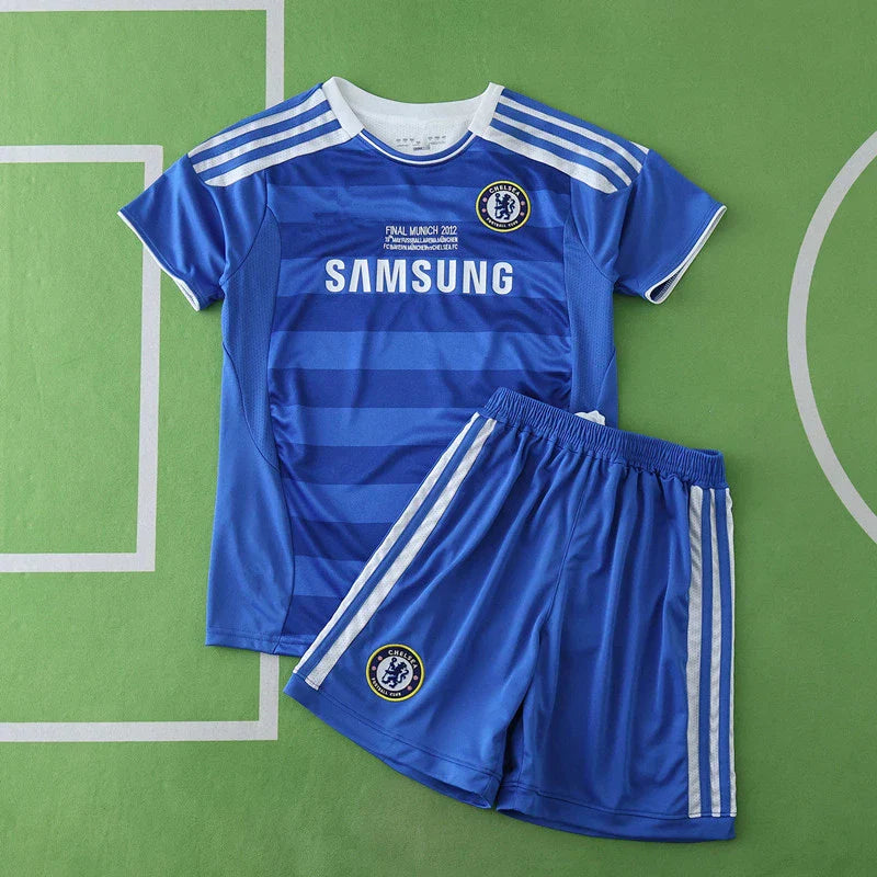 Chelsea 2012 Finale Ligue des Champions Domicile Rétro Kit Enfant Maillot T-shirt de Foot Enfant