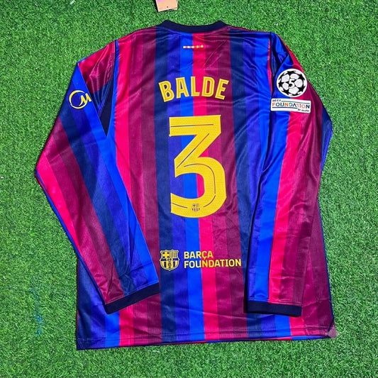 Barcelona 2027 Champions League Patch Long Sleeve Home Jersey – Alejandro Balde 3