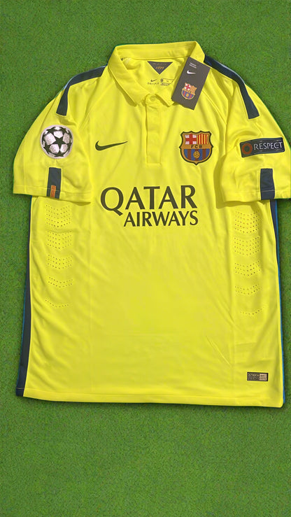 Neymar Jr Barcelona 14/15 Retro Yellow Jersey Maillot Trikot Maglia Soccer Shirt