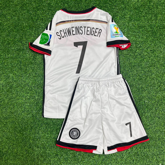 Bastian Schweinsteiger Alemania Mundial 2014 Equipación de fútbol retro infantil blanca