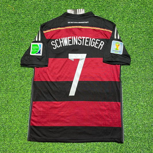 Bastian Schweinsteiger Deutschland 2014 WM Brasilien Schwarz Rot Retro Trikot Fußball Shirt