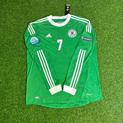Germany 2012 EURO Long Sleeve Green Retro Football Jersey – Bastian Schweinsteiger