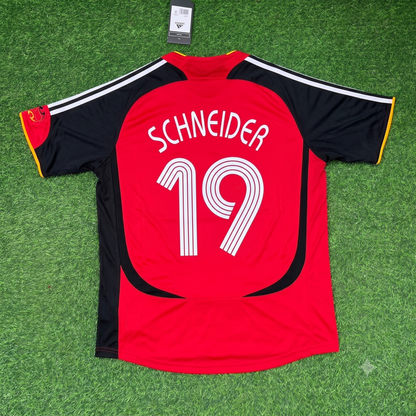 Bernd Schneider Germany 2006 World Cup Away Red Black Retro Football Jersey