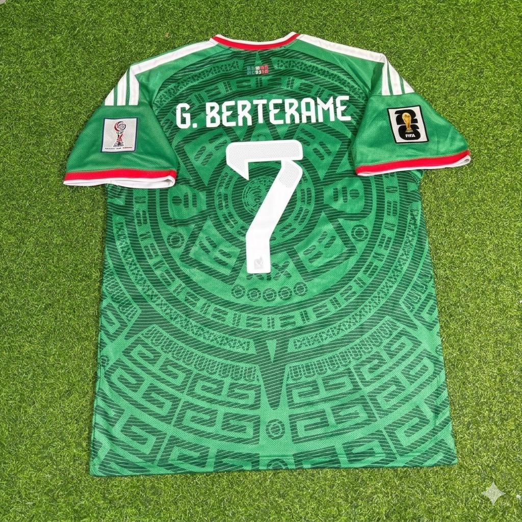 Germán Berterame Mexico 2026 World Cup Home Green Football Jersey