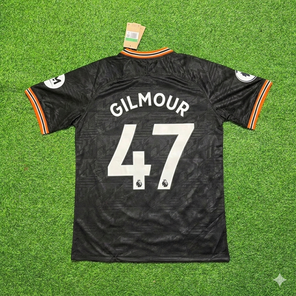 Billy Gilmour 47- Chelsea 2019/2020 Auswärts Schwarz Retro Fußballtrikot Set