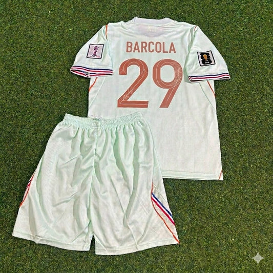 Bradley Barcola #29 France 2026 World Cup Kids Away Football Jersey