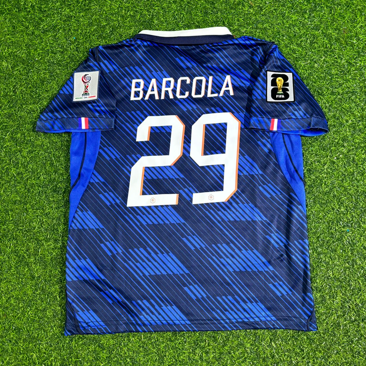 Bradley Barcola Frankreich WM 2026 Blaues Fußballtrikot