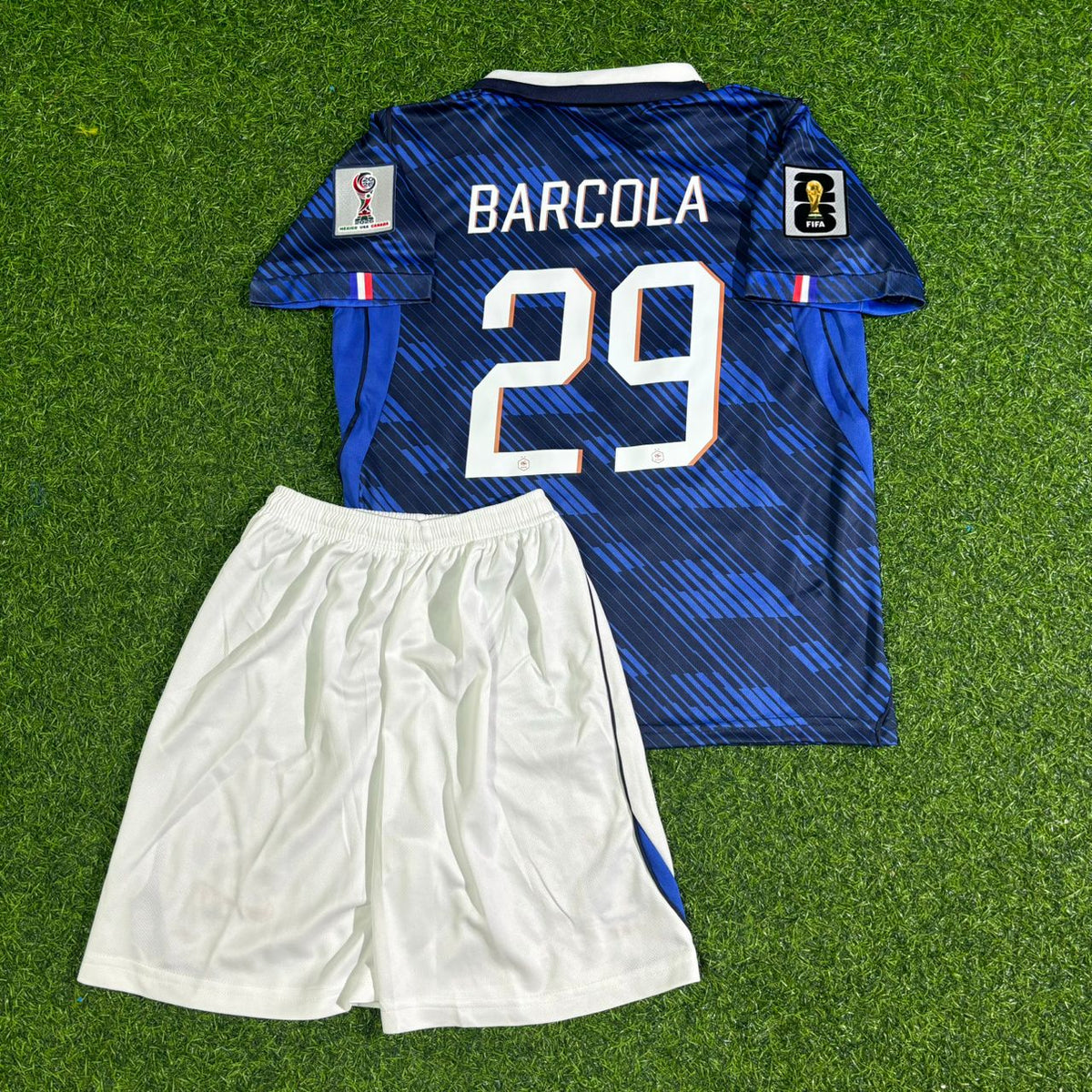 Bradley Barcola Frankreich 2026 WM Kinder blaues Fußballtrikot