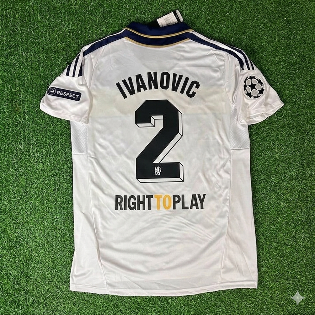 Chelsea 2011/12 Champions League White Yellow Retro Jersey – Branislav Ivanovic 2