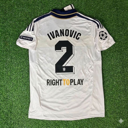 Chelsea 2011/12 Champions League White Yellow Retro Jersey – Branislav Ivanovic 2