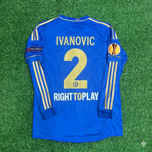 Maillot de football rétro bleu Chelsea 2013 – Finale de l’Europa League à Amsterdam – Branislav Ivanović 2