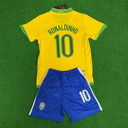 Ronaldinho Gaucho – Brasilien 2006 Retro Kinder Trikot – | KinderTrikot | Maillot Enfant Soccer Shirt