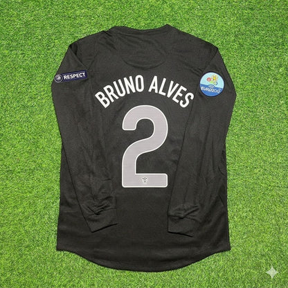 Bruno Alves #2 Portugal Euro 2012 Extérieur Noir Manches Longues Maillot Rétro Football