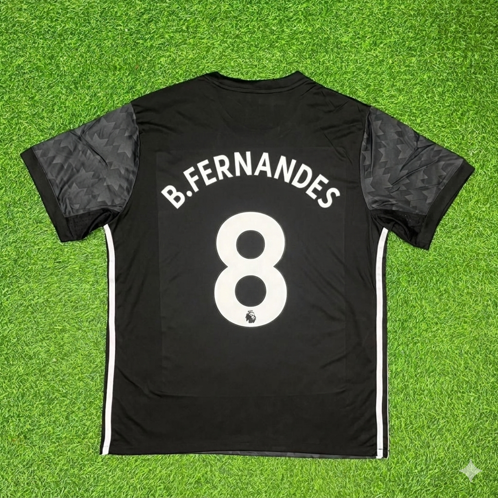 Manchester United Schwarzes Retro-Fußballtrikot – Bruno Fernandes