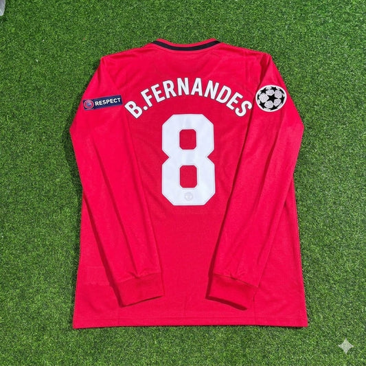 Maillot de football rétro à manches longues Bruno Fernandes #8 Manchester United