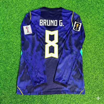Bruno Guimarães 8# Brasilien WM 2026 Ärmel Blau Auswärtstrikot