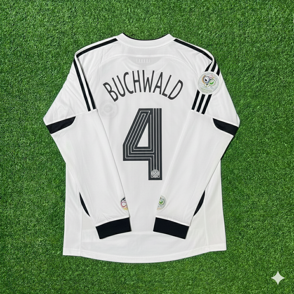 Guido Buchwald Deutschland Weltmeisterschaft Langarm Weiß Retro Fußballtrikot