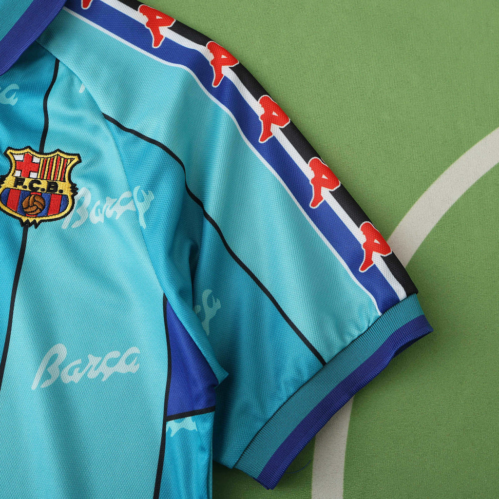 FC Barcelona 1996-1997 Season Away Blue Retro Football Jersey Trikot Maillot