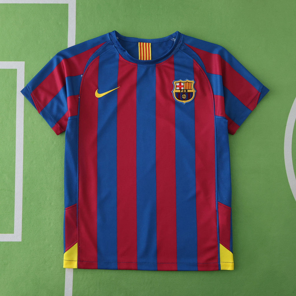 FC Barcelona 2005-2006 Season Home Retro Kids Football Jersey Trikot Maillot
