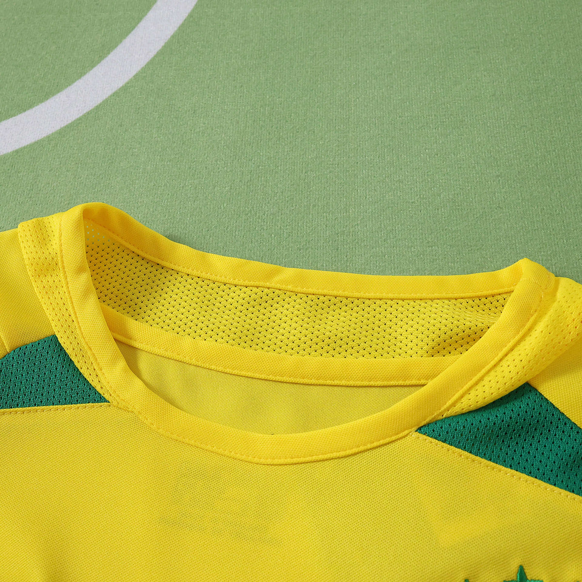 Brazil 2002 Season Retro Home Kids Long Sleeve Football Jersey Trikot Maillot