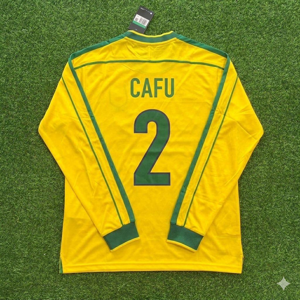 Cafu #2 - Brasilien Langarm Retro Fußballtrikot Trikot Maillot Fußballshirt