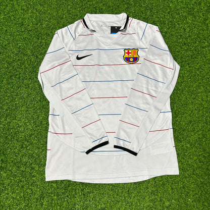 Maillot Rétro de Football Carles Puyol #5 Barcelone 2003 2004 Extérieur Manches Longues
