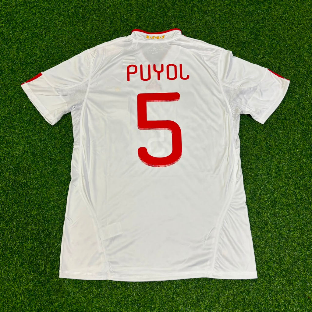 Carles Puyol Spanien 2011 Saison Weiß Retro Fußballtrikot