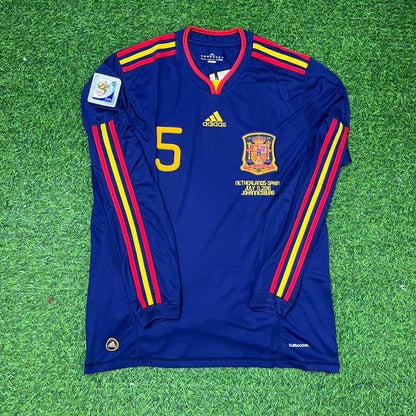 Carles Puyol Spain 2010 World Cup Final Long Sleeve Retro Football Jersey