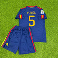 Carles Puyol Spain 2010 World Cup Final Kids Retro Football Jersey Kit
