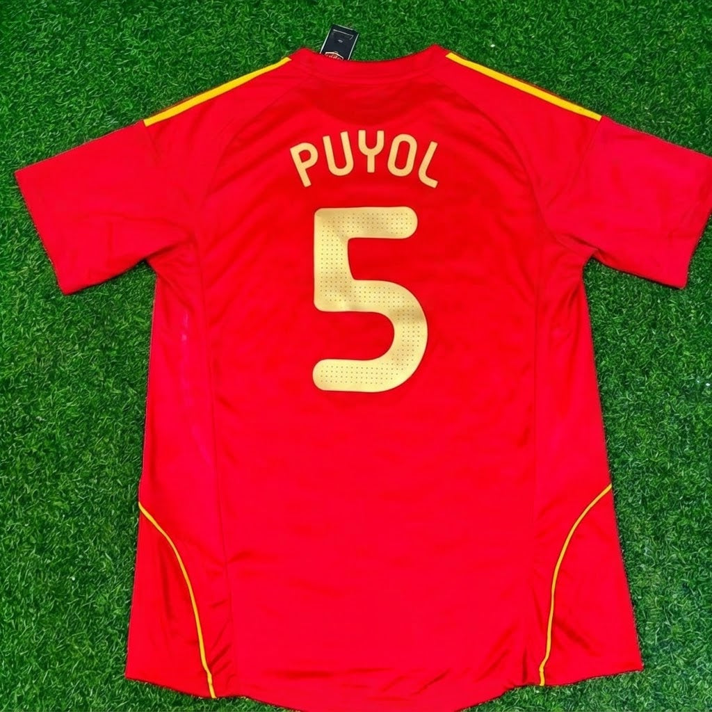 Carles Puyol #5 Spanien EM 2008 Rot Heim Retro Fußballtrikot