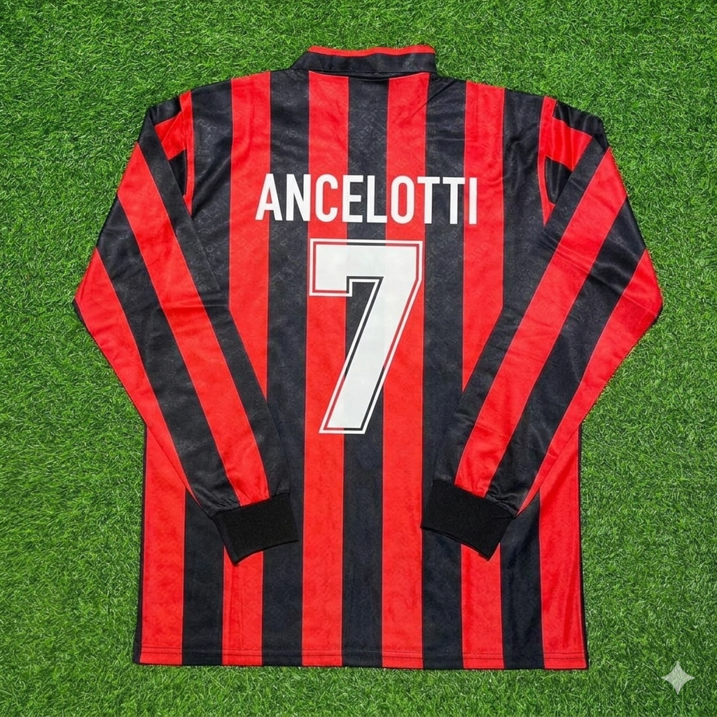 Camiseta de fútbol retro de manga larga del AC Milan 1989-1990, Carlo Ancelotti #7