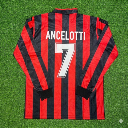 Camiseta de fútbol retro de manga larga del AC Milan 1989-1990, Carlo Ancelotti #7