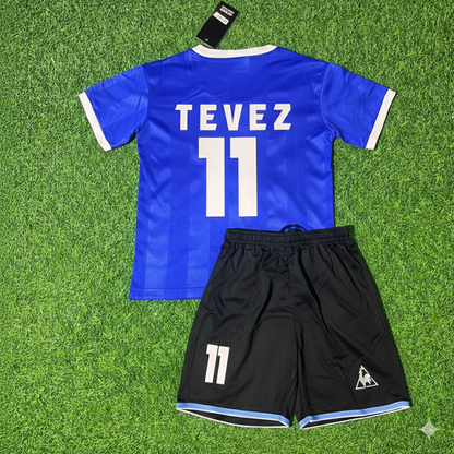Carlos Tevez 11- Argentina Blue Kids Retro Football Jersey Kit