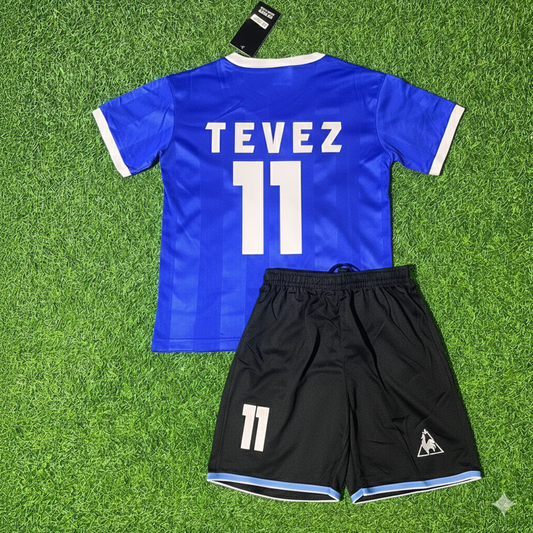 Carlos Tevez 11- Argentina Blue Kids Retro Football Jersey Kit