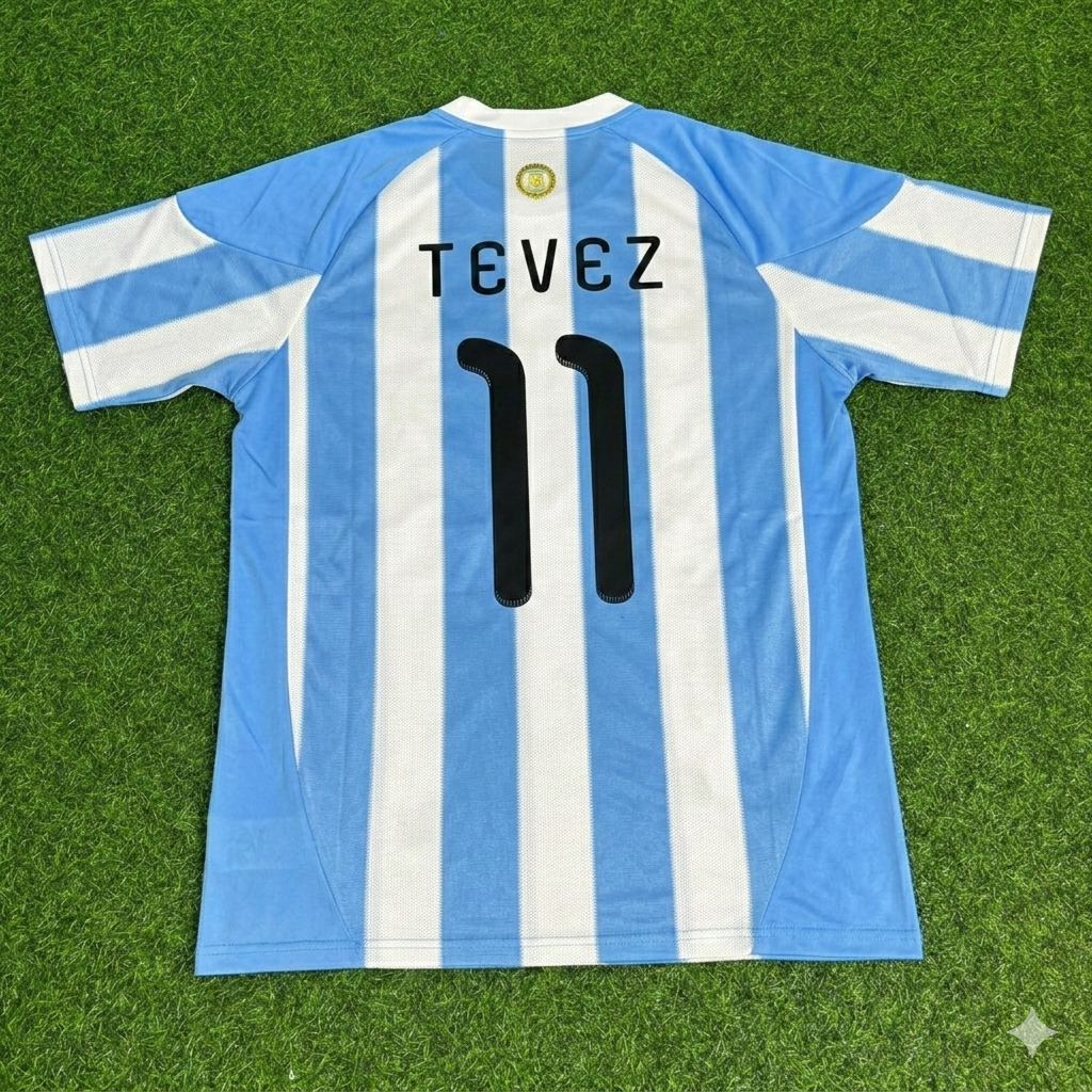 Carlos Tevez 11- 2010 World Cup Argentina Retro Jersey