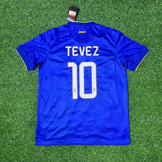 Conjunto de camiseta de fútbol retro azul de la Juventus 2014/15 de Carlos Tevez