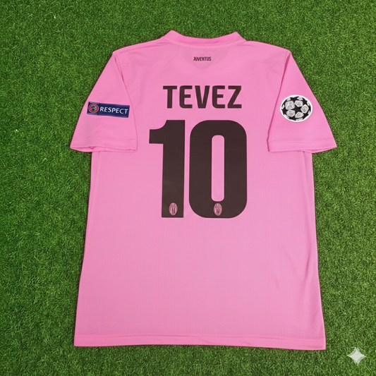 Camiseta de fútbol retro de Carlos Tevez Juventus rosa temporada 2012-2013