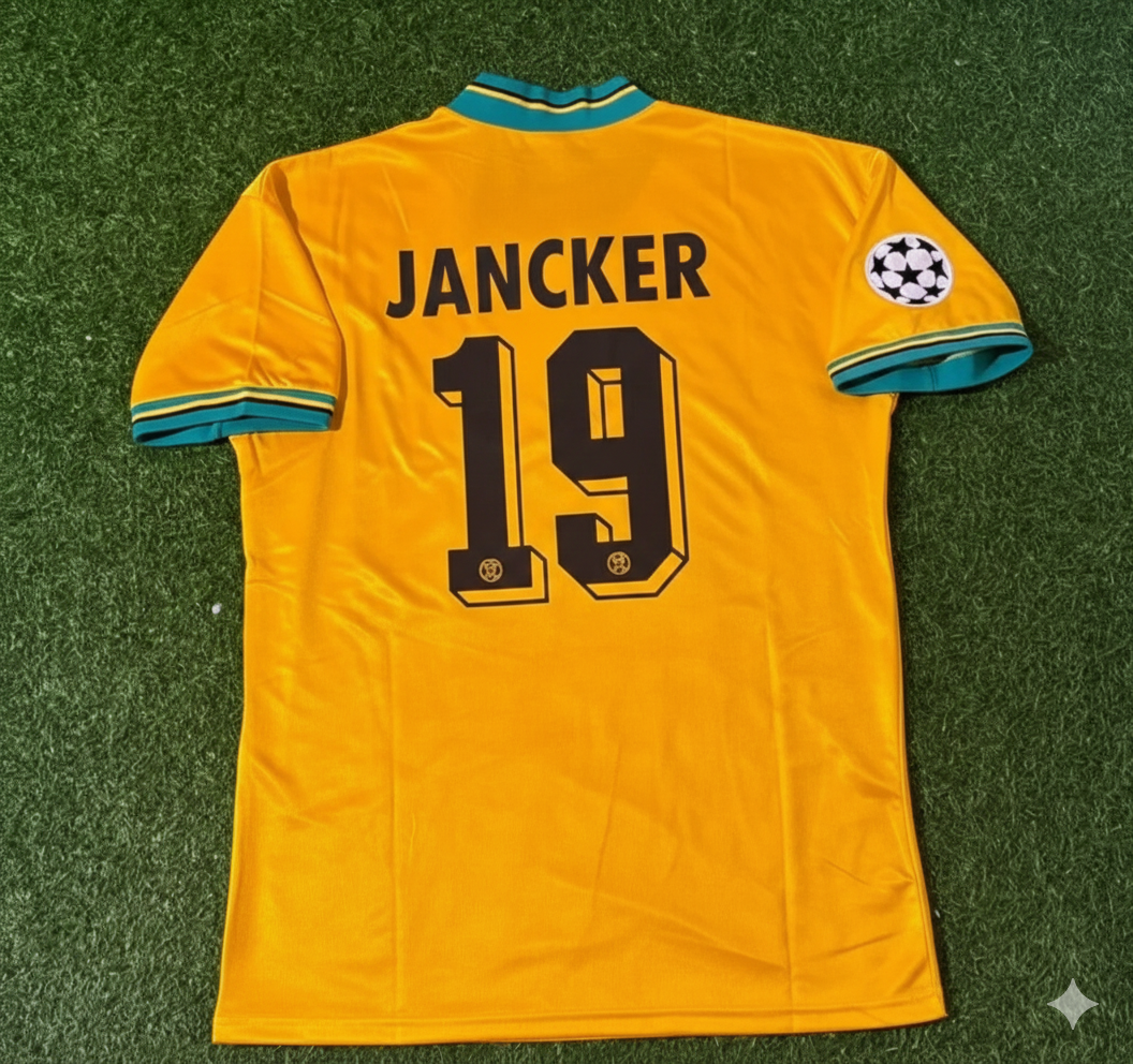 Maillot de football rétro jaune du Bayern Munich – Carsten Jancker