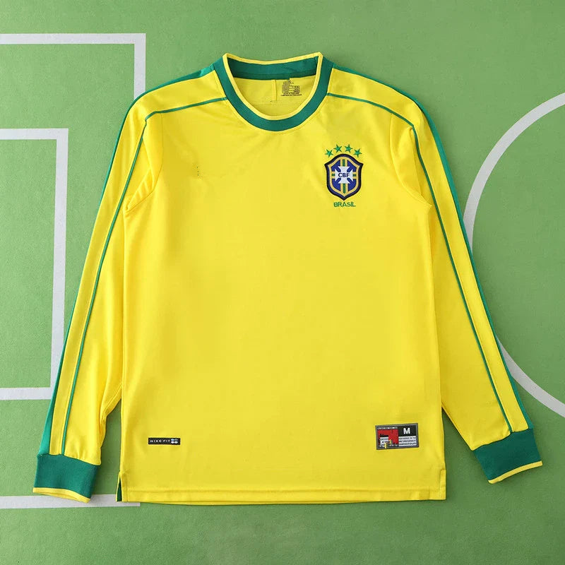 Brasilien 1998 Heimtrikot Gelb Langarm Retro Trikot Fußballtrikot