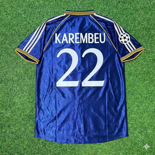 Christian Karembeu 22-  Real Madrid 1998-1999 Blue Retro Jersey Soccer Shirt