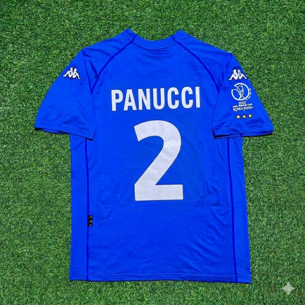 Christian Panucci #2 Italy 2002 World Cup Home Retro Jersey