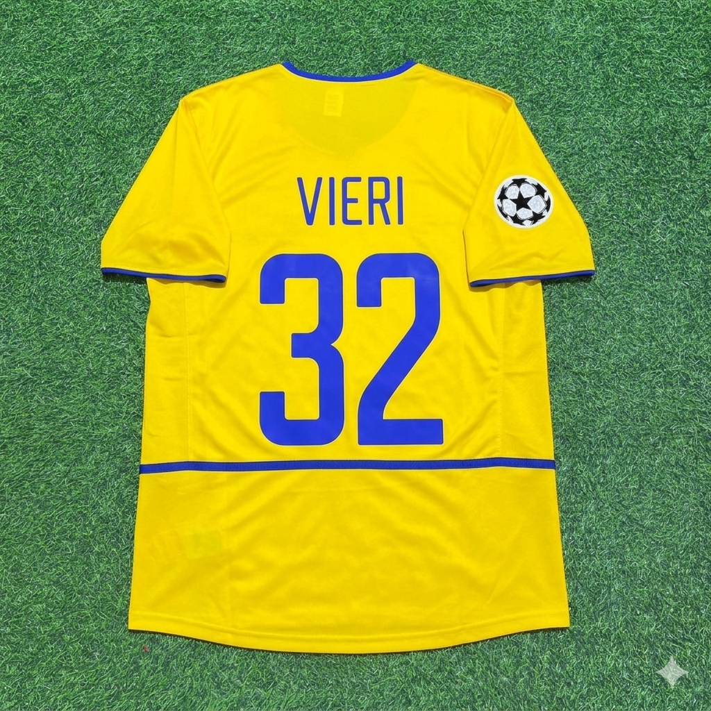 Camiseta de fútbol retro amarilla del Inter de Milán 2002-2003 de Christian Vieri