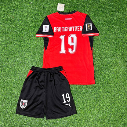 Christoph Baumgartner 19 Autriche 2026 Maillot de football rétro pour enfants de la Coupe du Monde