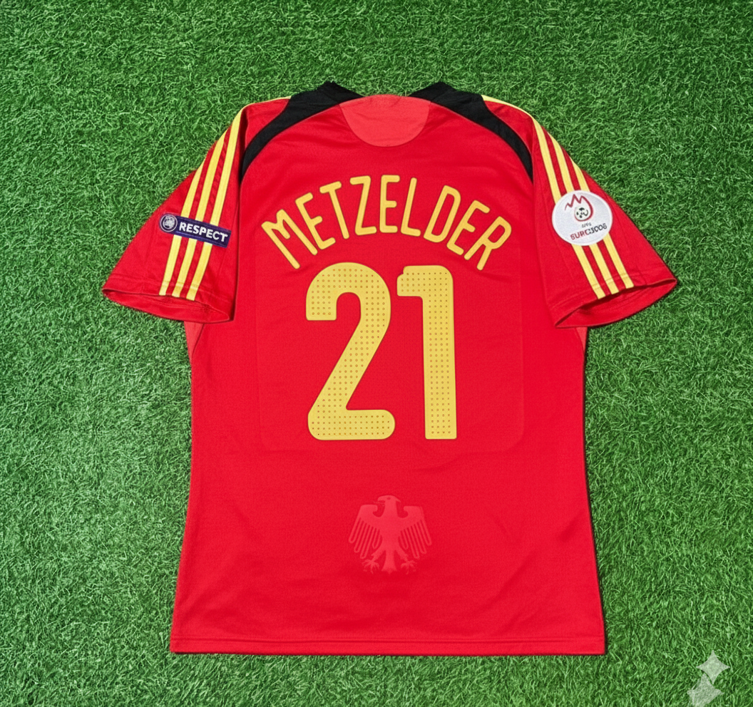 Maillot de football rétro Allemagne 2008 EURO Extérieur Rouge – Christoph Metzelder