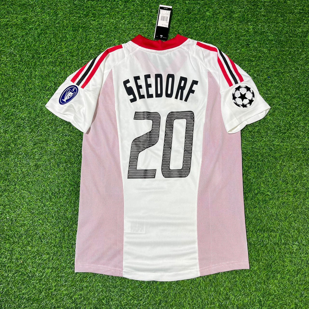 Clarence Seedorf AC Milan 2003 Champions League Final Old Trafford White Retro Jersey Maglia Maillot