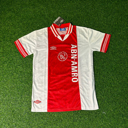 Maillot de football rétro Ajax 1994/95 blanc Clarence Seedorf n° 4